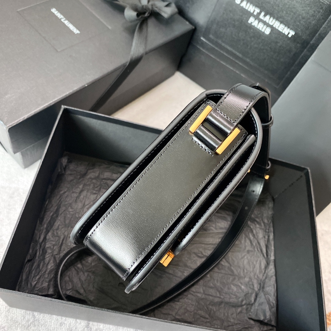 Y51 SOLFERINO MEDIUM SATCHEL IN BOX Sa1nt Lau*nt BLACK 9.1 X 6.3 X 2.4 INCHES