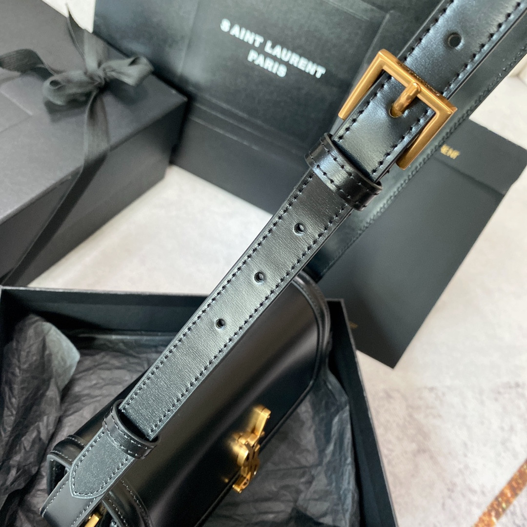 Y51 SOLFERINO SMALL SATCHEL IN BOX Sa1nt Lau*nt BLACK 7.4 X 5.1 X 1.9 INCHES