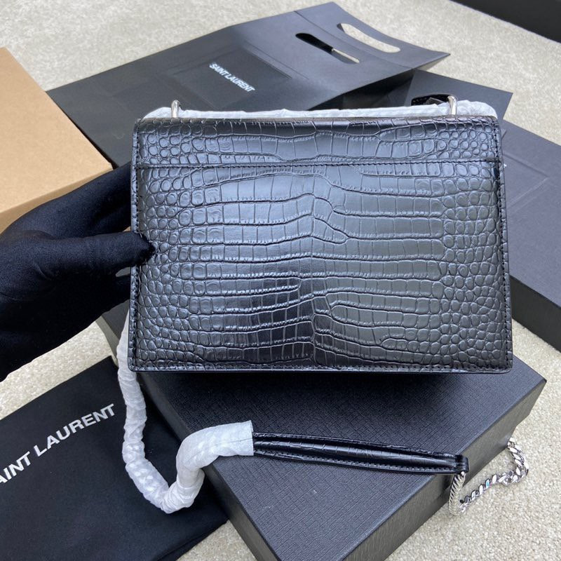 Y51 SUNSET MEDIUM IN CROCODILE-EMBOSSED LEATHER 8 X 6.2 X 2.5 INCHES