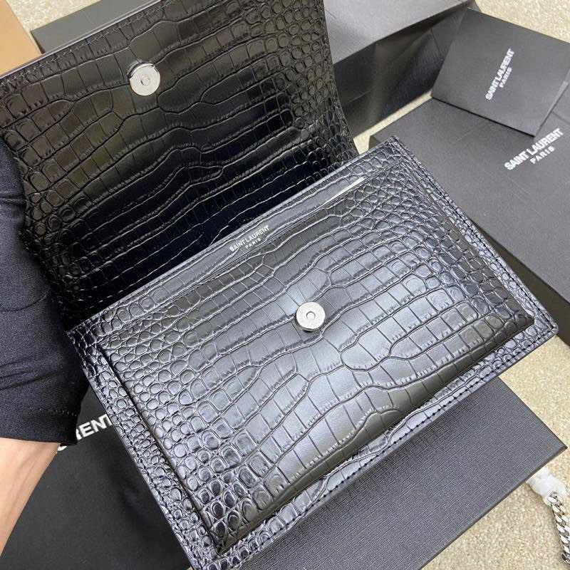 Y51 SUNSET MEDIUM IN CROCODILE-EMBOSSED LEATHER 8 X 6.2 X 2.5 INCHES