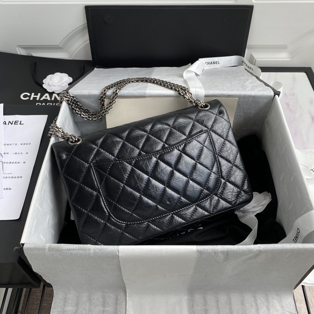 Ch**el LARGE 2.55 HANDBAG Black 7.6 × 10.9 × 2.9 in