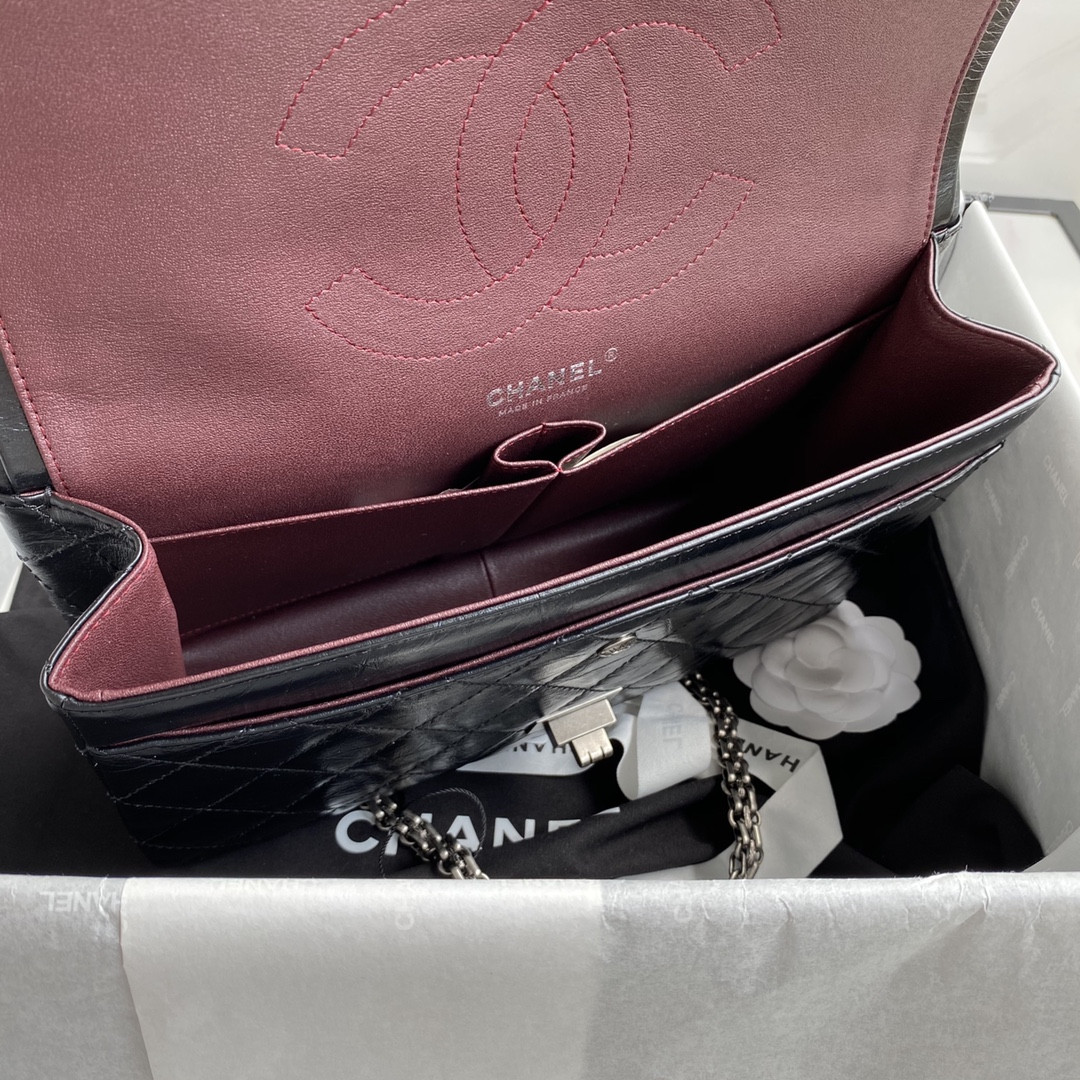 Ch**el LARGE 2.55 HANDBAG Black 7.6 × 10.9 × 2.9 in