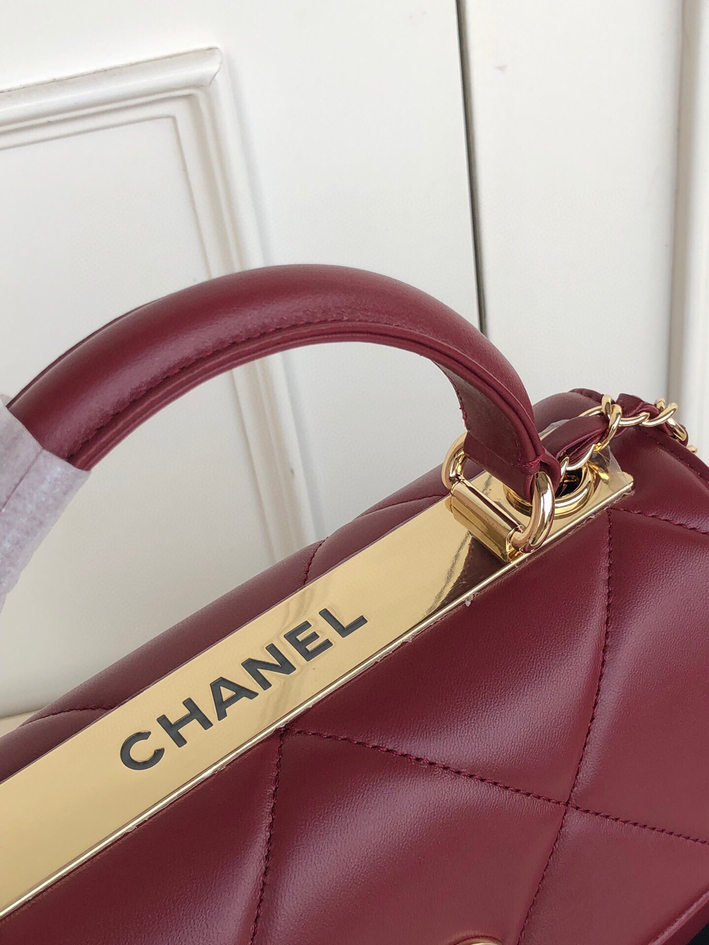 Ch**el FLAP BAG WITH TOP HANDLE 6.6 × 9.8 × 4.7 in