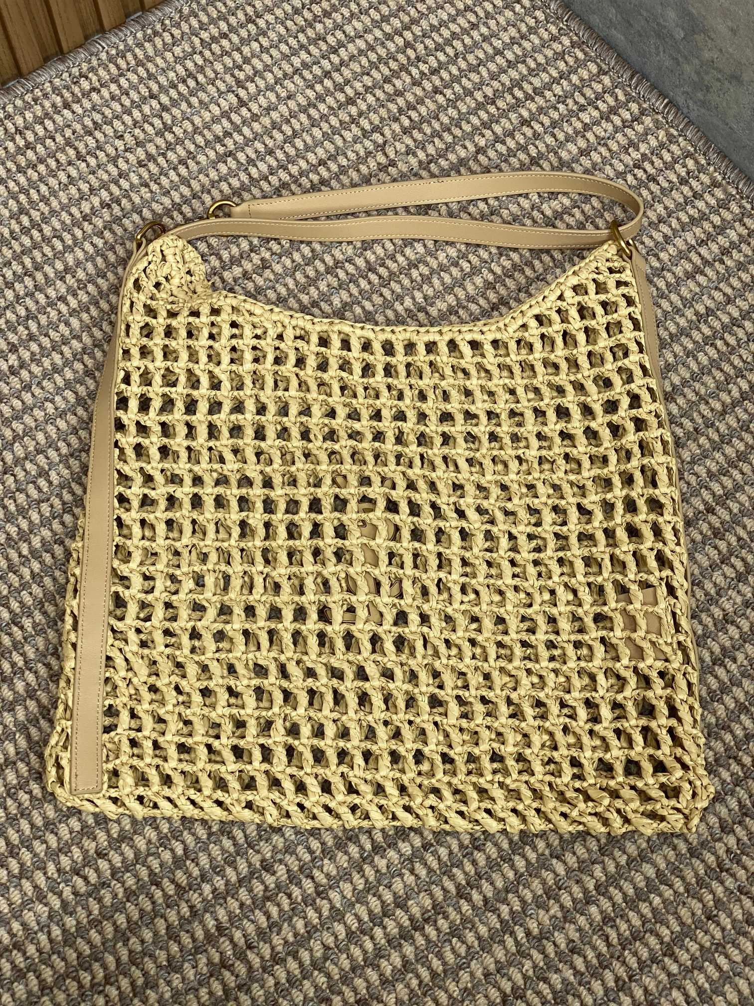 Y51 OXALIS BAG IN RAFFIA MACRAMÉ  Color Natural 14.6X15.7X1.2INCHES