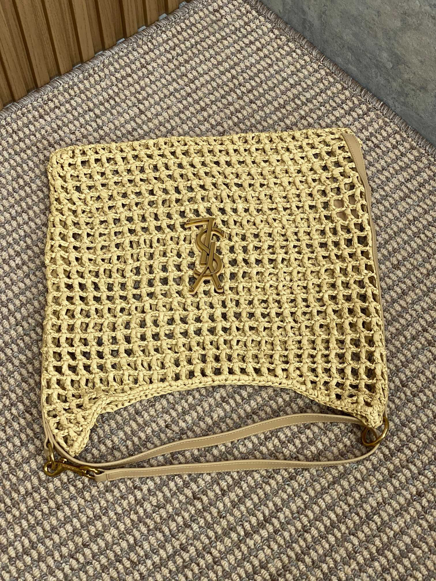 Y51 OXALIS BAG IN RAFFIA MACRAMÉ  Color Natural 14.6X15.7X1.2INCHES