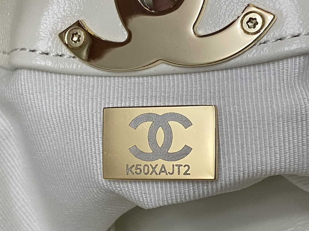 Ch**el SHOPPING BAG Shiny Lambskin & Gold-Tone Metal 11.7 × 11.3 × 3.5 in