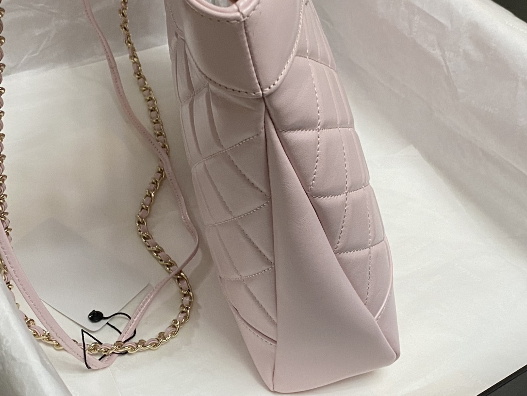 Ch**el SHOPPING BAG Shiny Lambskin & Gold-Tone Metal 11.7 × 11.3 × 3.5 in