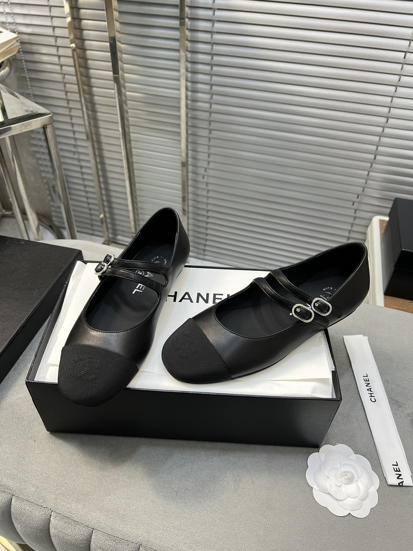UA Ch**el MARY JANES Lambskin & Grosgrain