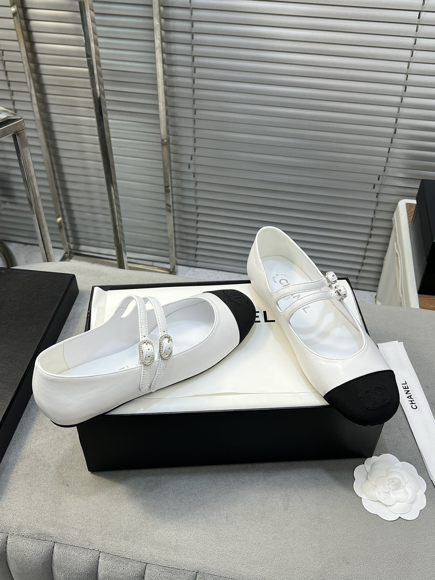 UA Ch**el MARY JANES Lambskin & Grosgrain
