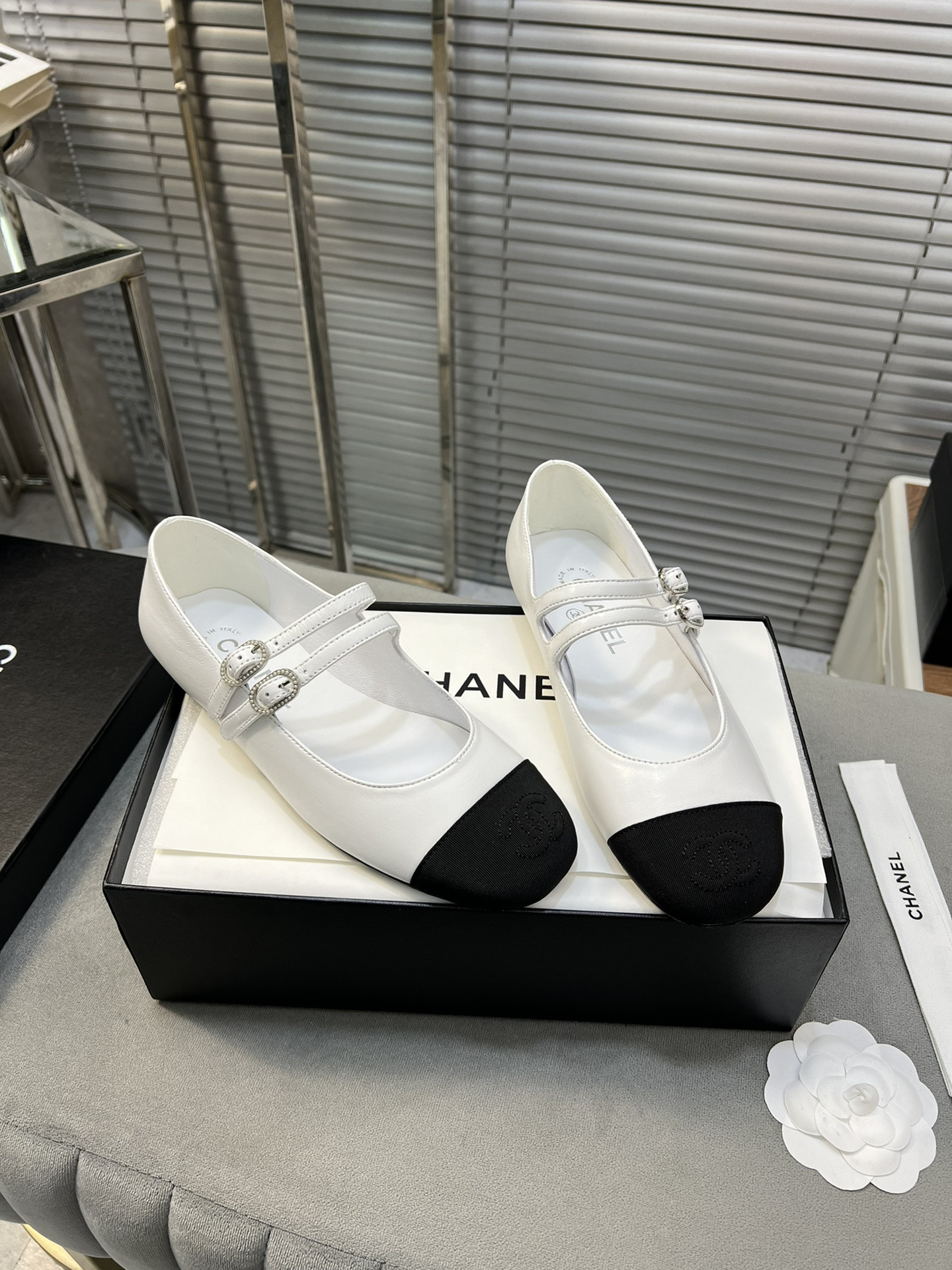 UA Ch**el MARY JANES Lambskin & Grosgrain