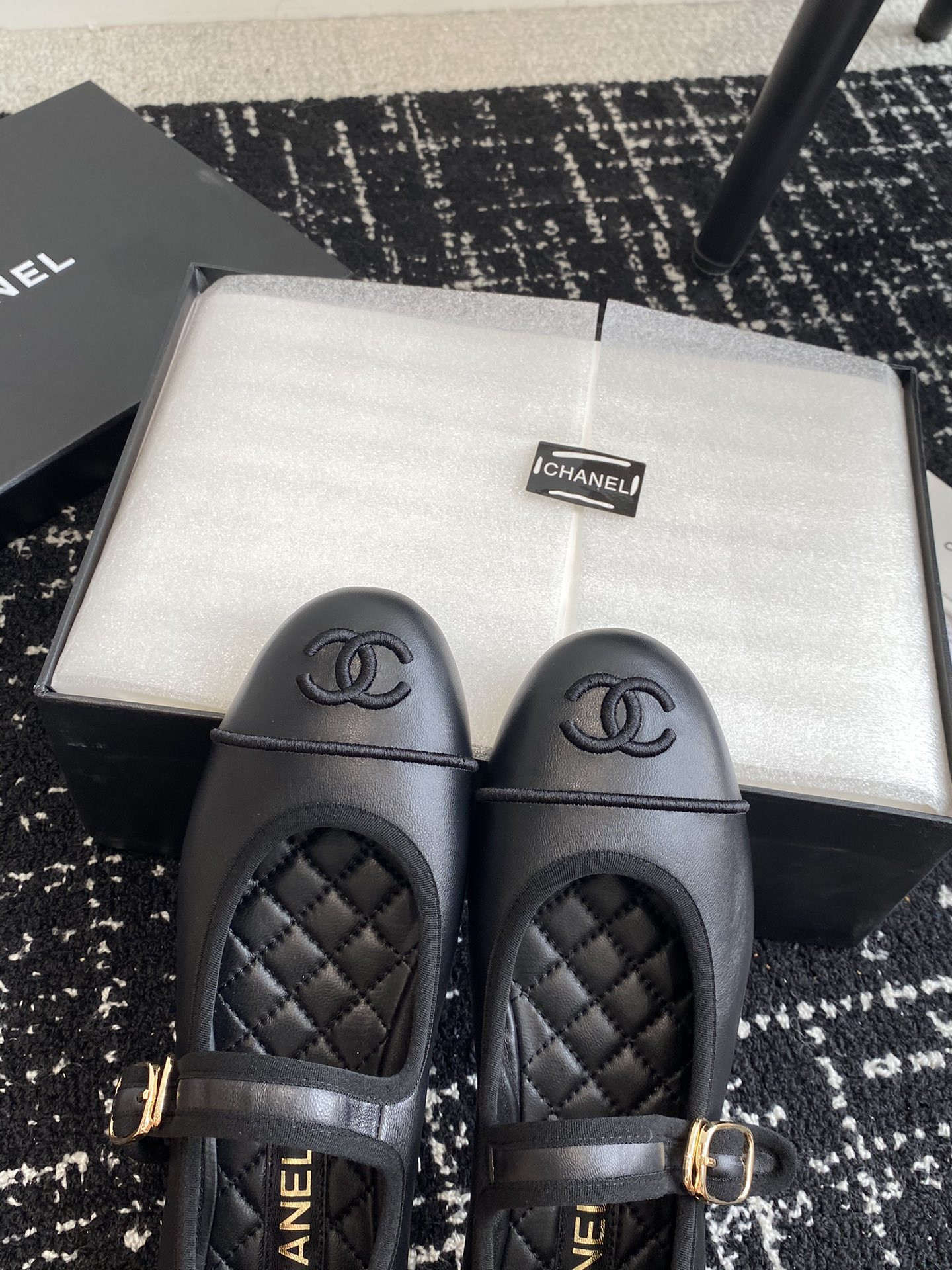UA Ch**el MARY JANES Lambskin Black