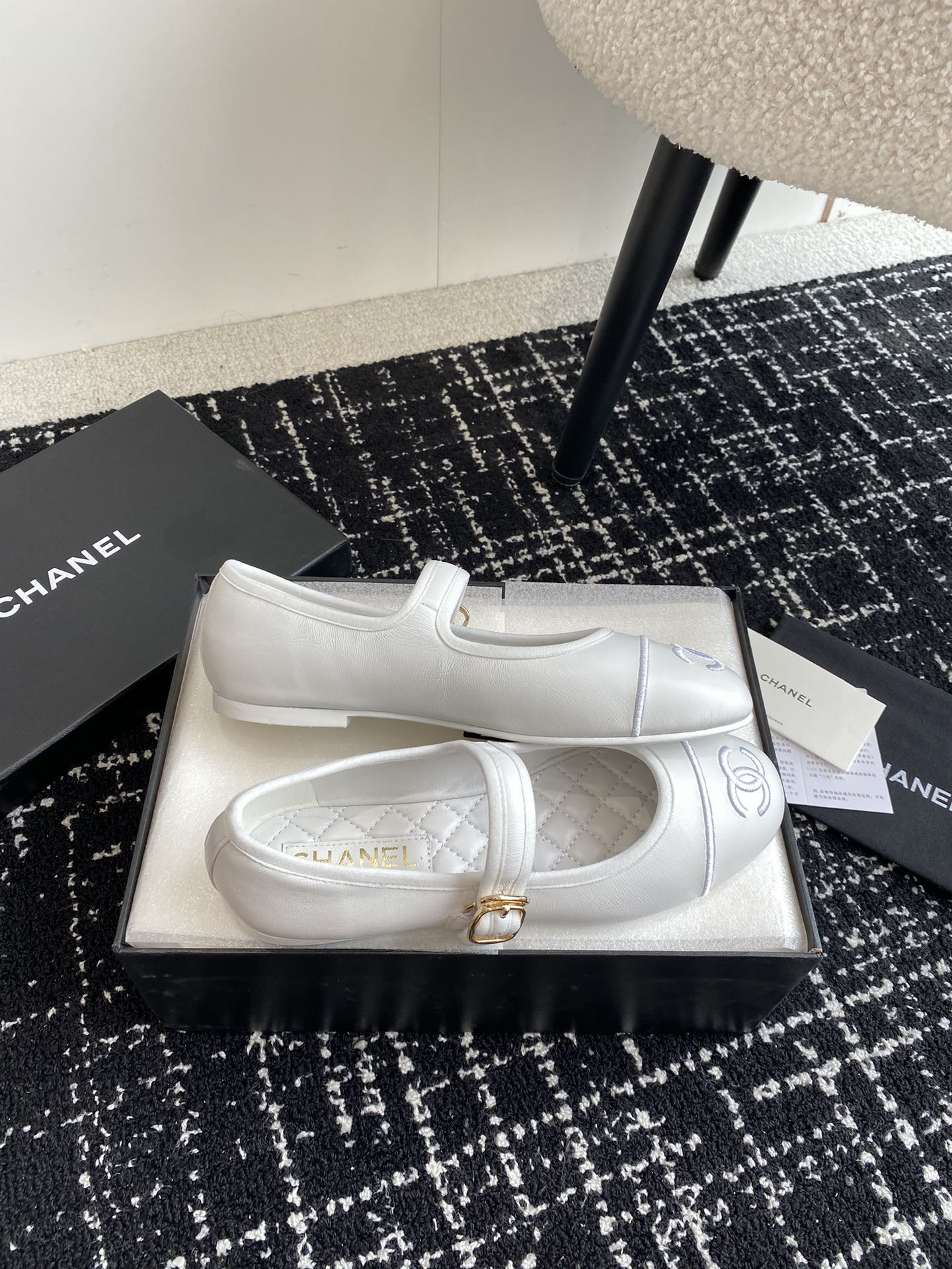 UA Ch**el MARY JANES Lambskin White