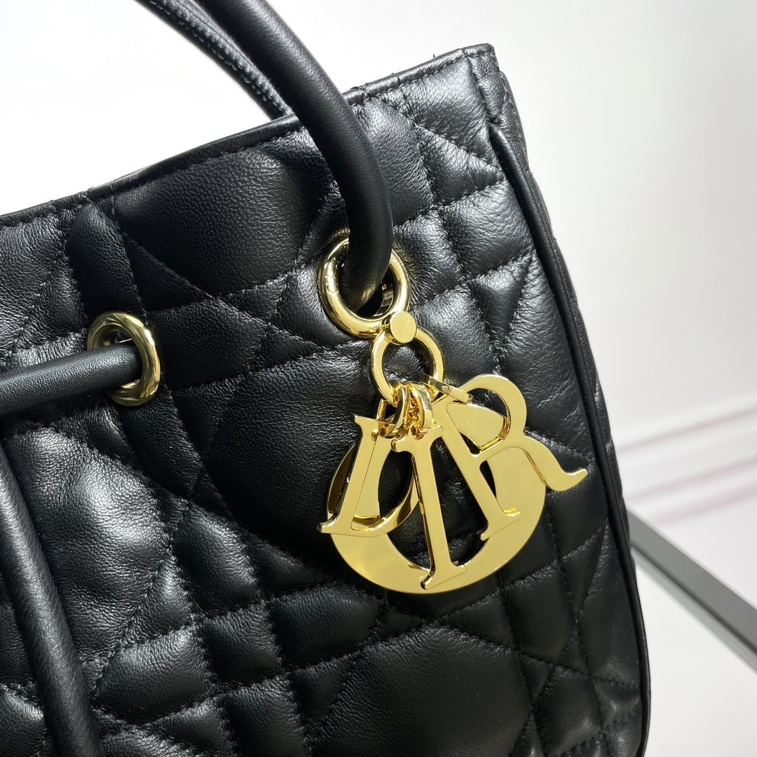 Medium D10r Nolita Bag Black Macrocannage Lambskin 10.5 x 10 x 2 inches