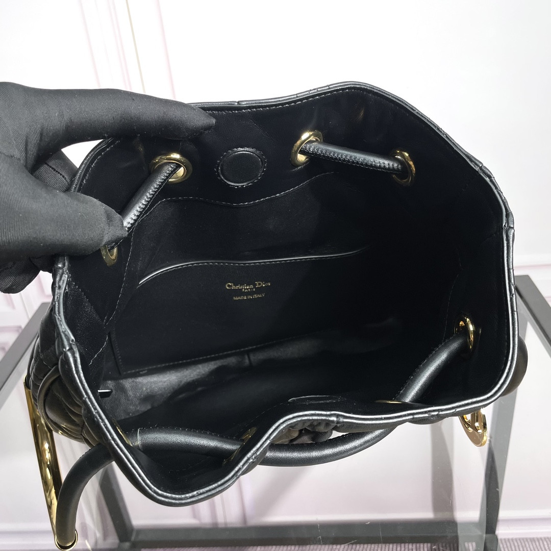 Medium D10r Nolita Bag Black Macrocannage Lambskin 10.5 x 10 x 2 inches