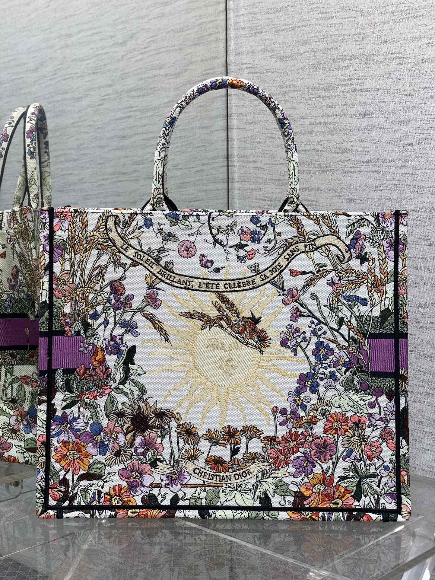 D10r Book Tote  Ecru Multicolor 42x18x35cm