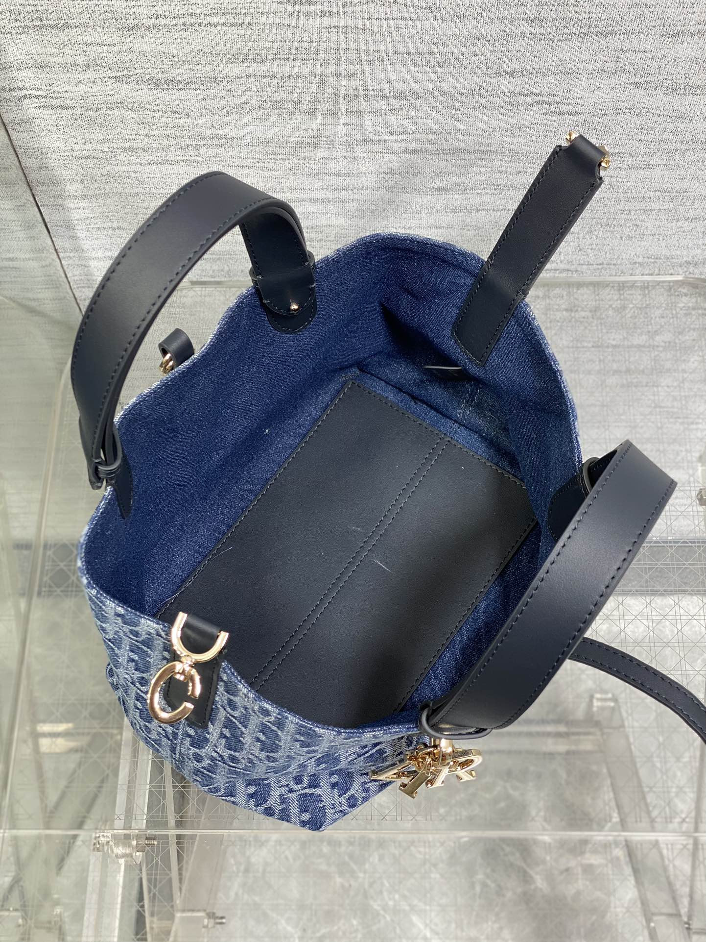 small d10r toujours bag blue De*1m d10r oblique jacquard 23 x15 x15cm