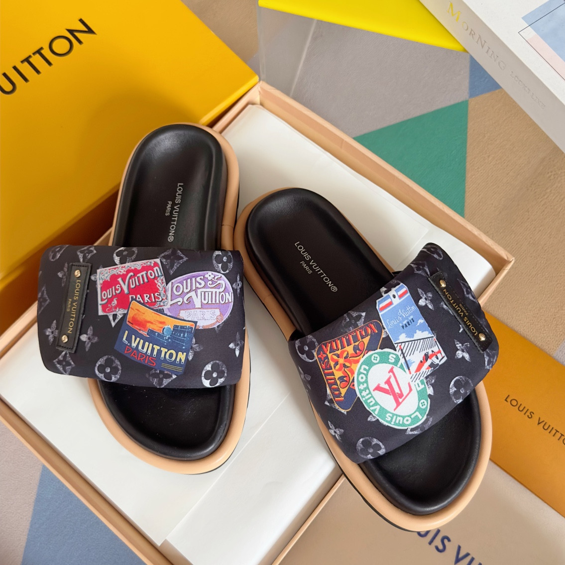 LV Pool Pillow Flat Comfort Mule