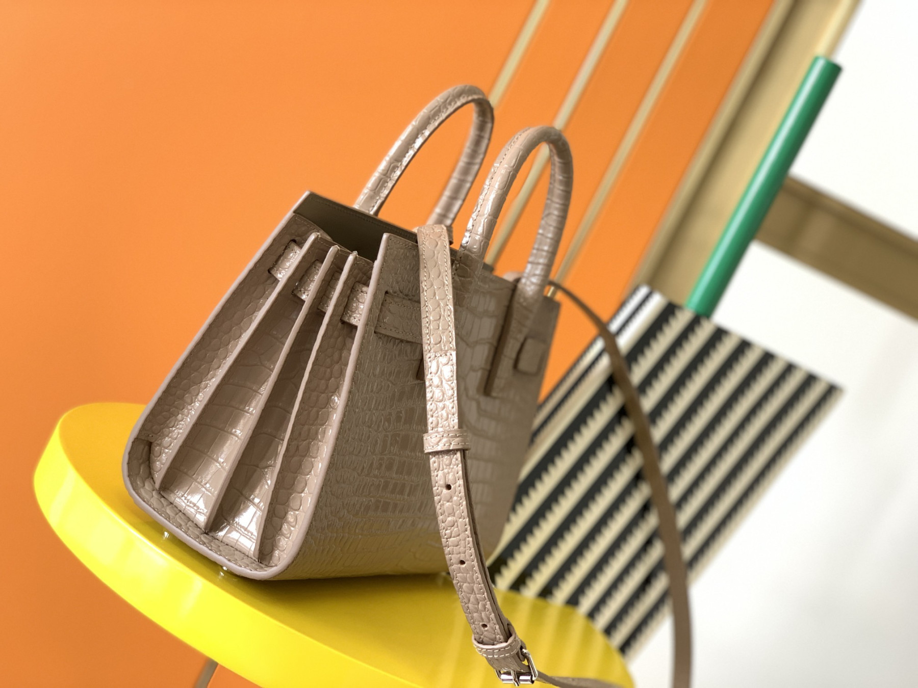 Y51 SAC DE JOUR IN CROCODILE EMBOSSED LEATHER - NANO 22x18x10.5cm