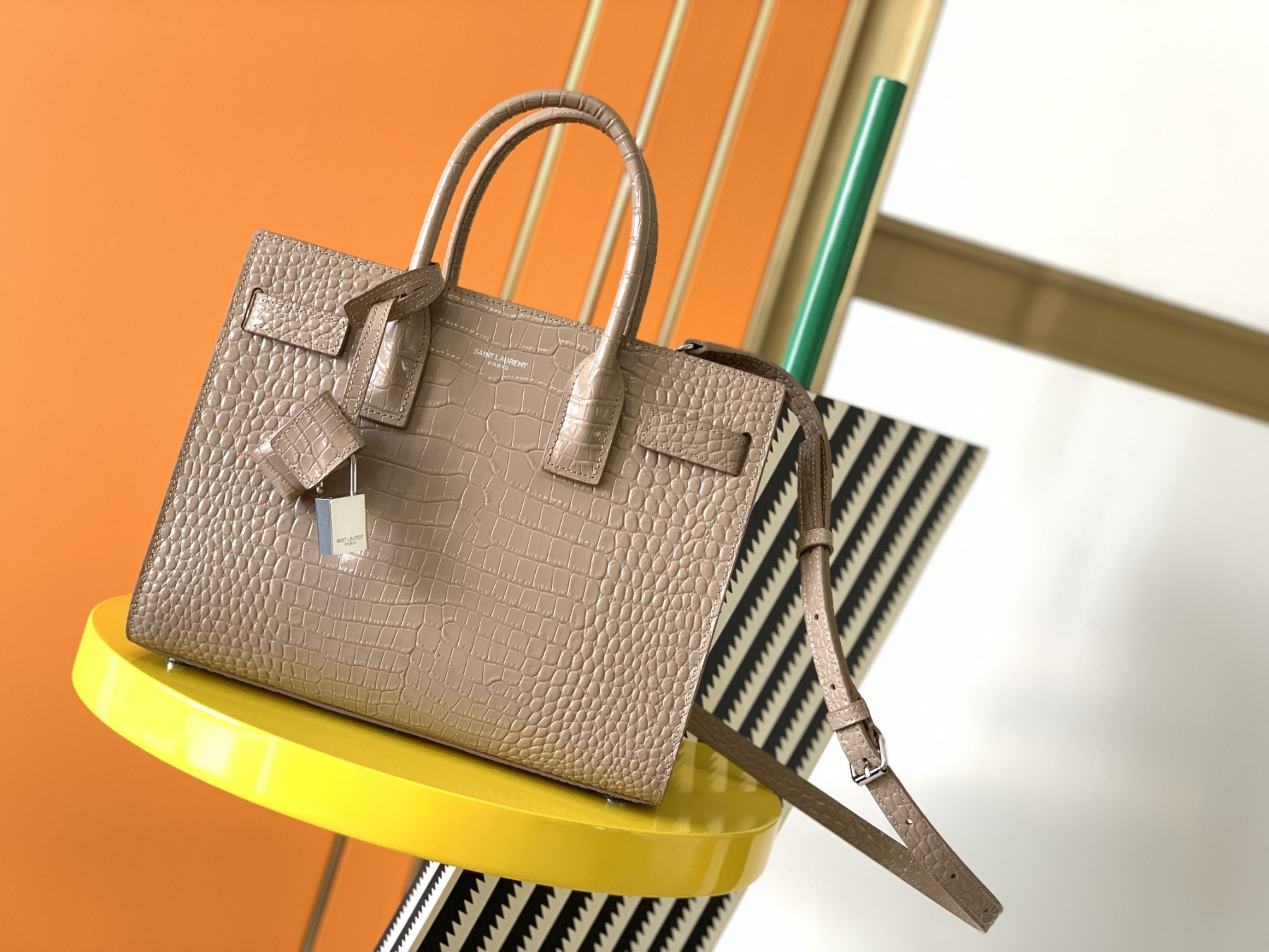 Y51 SAC DE JOUR IN EMBOSSED CROCODILE LEATHER - baby 26x13.5x12.5cm