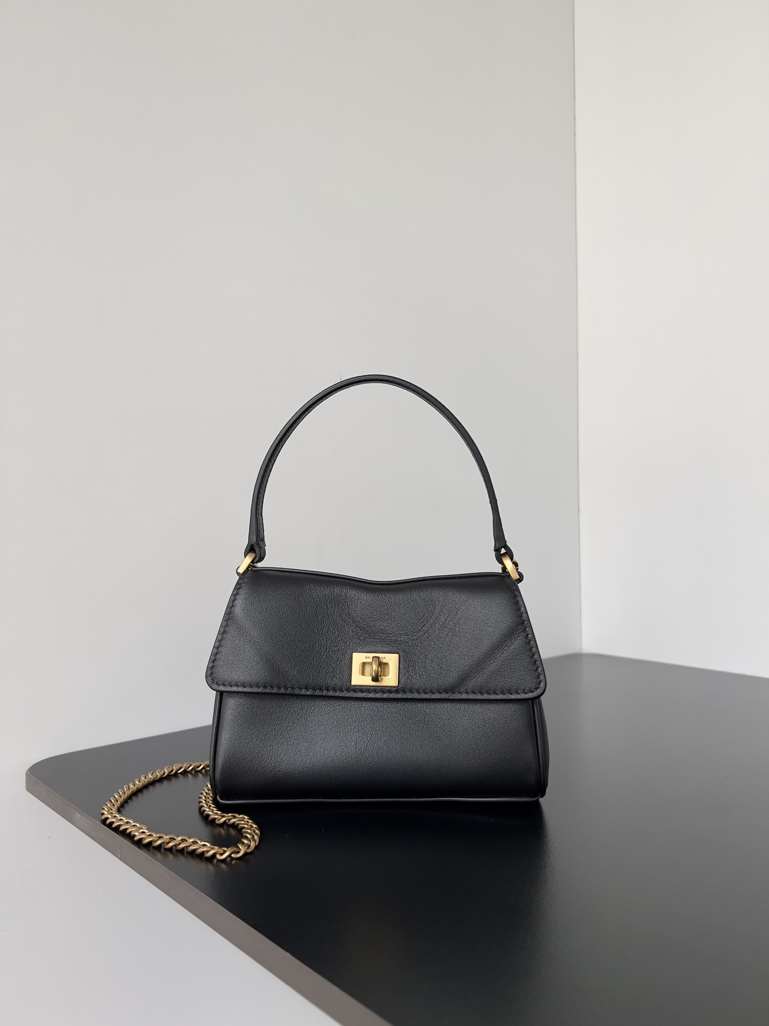 Ba1en*iaga Women's Rodeo Nano Bag with Chain in Black 16 x 9.9 x 4.5 cm