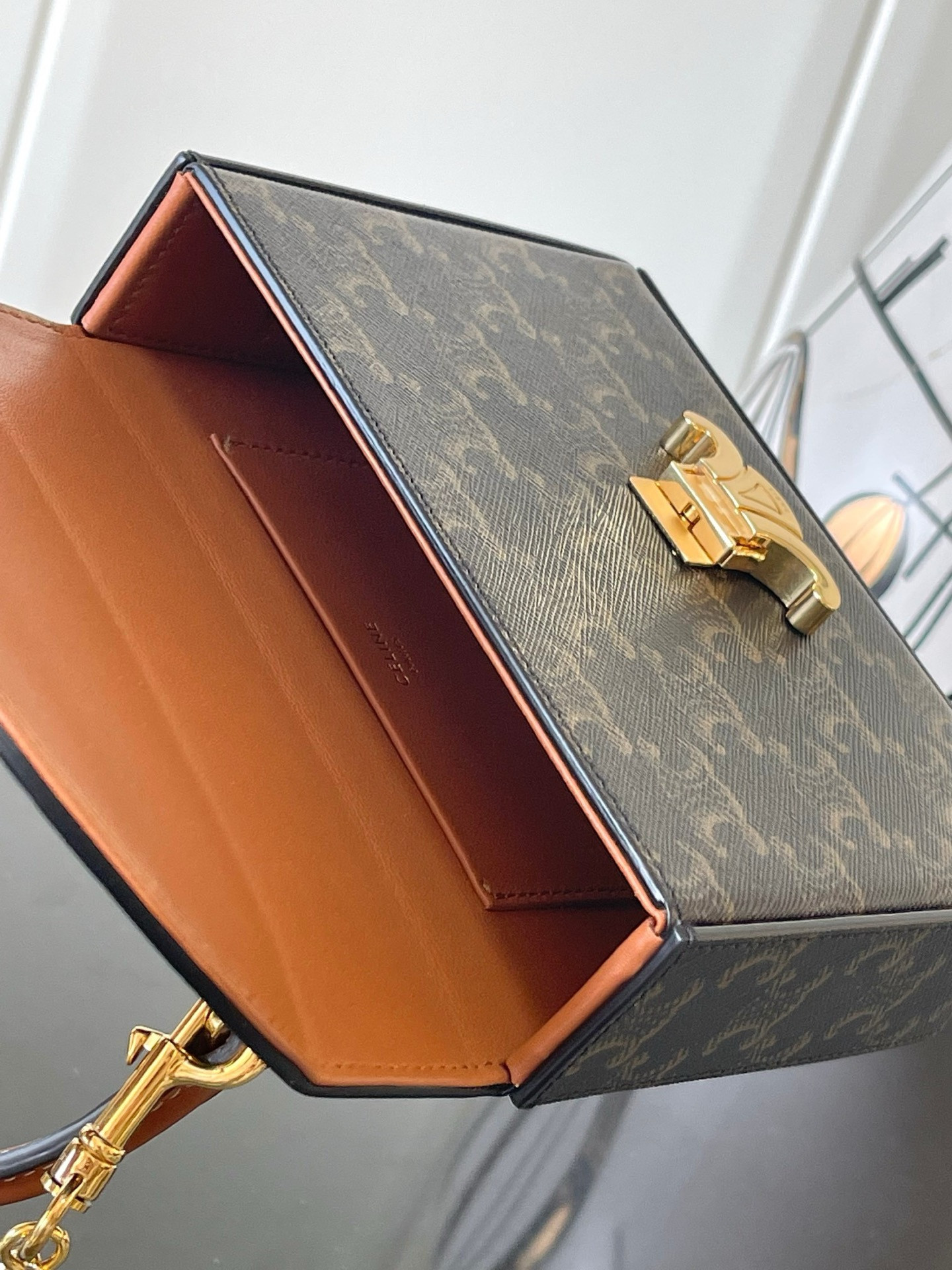 Ce1i*e SMALL BOX BLANDINE in Triomphe Canvas and Calfskin 16x12x4cm